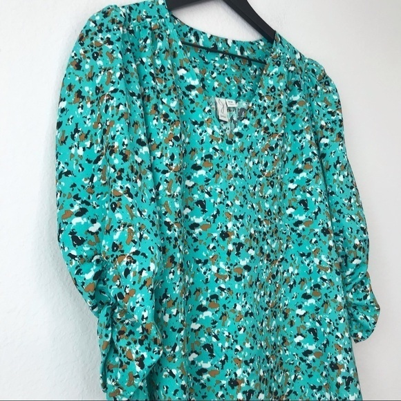 Joie Ruched Puff Sleeve Ditsy Floral Oversized Retro Top Blouse - Picture 7 of 12